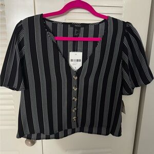 Forever 21 Black and White Button-Down Blouse